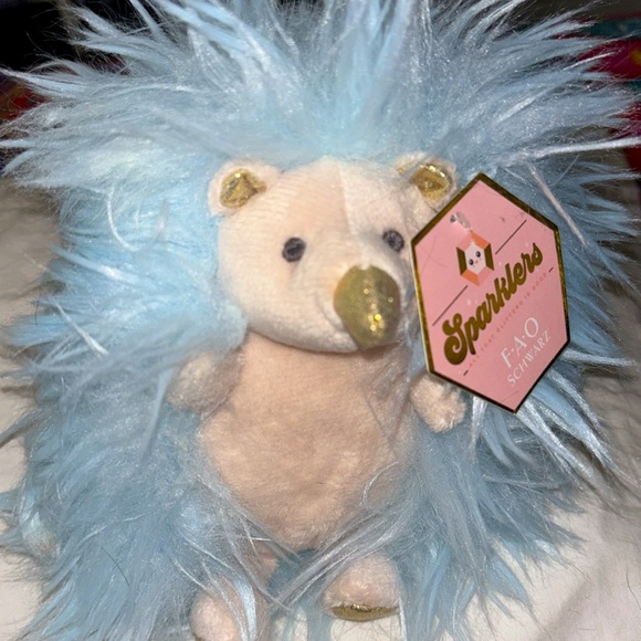 FAO Schwartz Sparklers BLUE Hedgehog Plush Toy. NWT - Picture 9 of 15